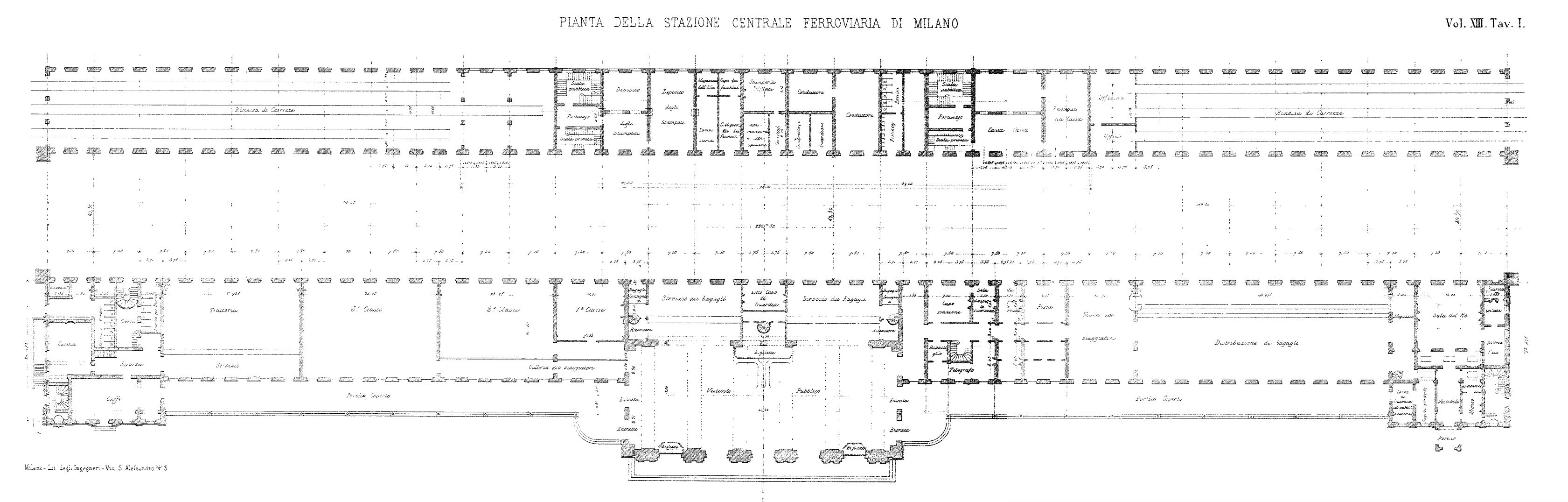 stazione milano centrale 1865  pianta  restored